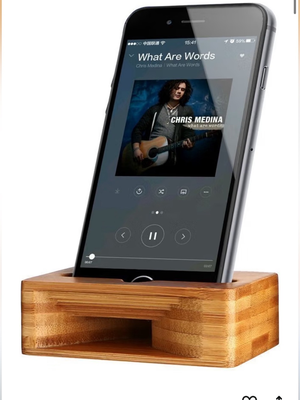Archeer Phone Stand Holder Dock Natural Bamboo Wood Amplifier Fits 5.5" Phone